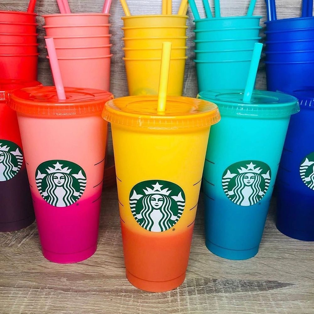 STARBUCKS RARE RAINBOW COLOR CHANGING CUP SET OF 5